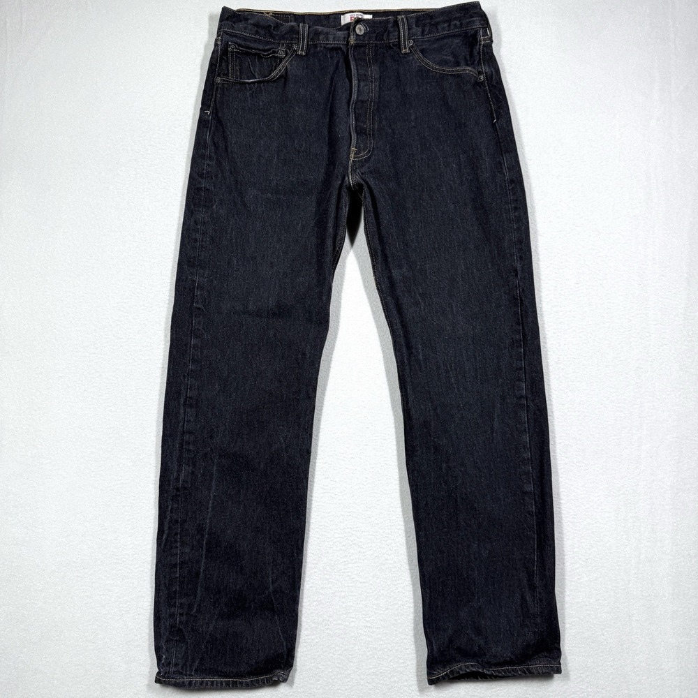 Vintage Levis 501 Jeans Mens 36x34 Black Rigid Straight Leg Button Fly Y2K Denim